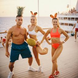 Overweight aerobics with pineapples and lobsters (surreal), FFF Cruises: Voyage 01 · FFF\CRS\048\047