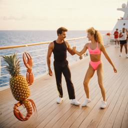Overweight aerobics with pineapples and lobsters (surreal), FFF Cruises: Voyage 01 · FFF\CRS\048\051