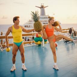 Overweight aerobics with pineapples and lobsters (surreal), FFF Cruises: Voyage 01 · FFF\CRS\048\059
