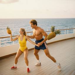 Overweight aerobics with pineapples and lobsters (surreal), FFF Cruises: Voyage 01 · FFF\CRS\048\061