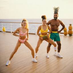 Overweight aerobics with pineapples and lobsters (surreal), FFF Cruises: Voyage 01 · FFF\CRS\048\063