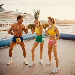 Overweight aerobics with pineapples and lobsters (surreal), FFF Cruises: Voyage 01 · FFF\CRS\048\064