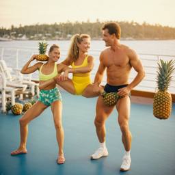 Overweight aerobics with pineapples and lobsters (surreal), FFF Cruises: Voyage 01 · FFF\CRS\048\065