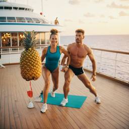 Overweight aerobics with pineapples and lobsters (surreal), FFF Cruises: Voyage 01 · FFF\CRS\048\066