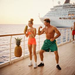 Overweight aerobics with pineapples and lobsters (surreal), FFF Cruises: Voyage 01 · FFF\CRS\048\067