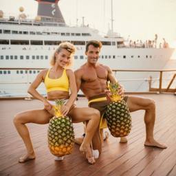 Overweight aerobics with pineapples and lobsters (surreal), FFF Cruises: Voyage 01 · FFF\CRS\048\070