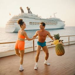 Overweight aerobics with pineapples and lobsters (surreal), FFF Cruises: Voyage 01 · FFF\CRS\048\071