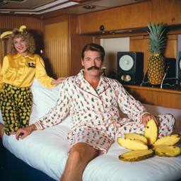 The Captain in bed in his pyjamas, FFF Cruises: Voyage 01 · FFF\CRS\051\002