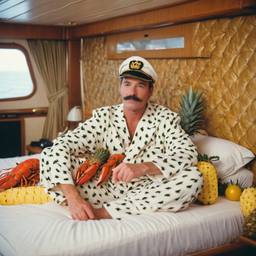 The Captain in bed in his pyjamas, FFF Cruises: Voyage 01 · FFF\CRS\051\033