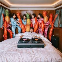 The trashed cabin, the Captain in silk pyjamas, FFF Cruises: Voyage 01 · FFF\CRS\052\083