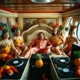 The trashed cabin, the Captain in silk pyjamas, FFF Cruises: Voyage 01 · FFF\CRS\052\086