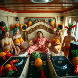 The trashed cabin, the Captain in silk pyjamas, FFF Cruises: Voyage 01 · FFF\CRS\052\088