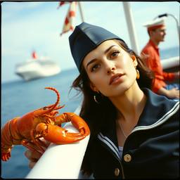 The female captain and her pet lobster