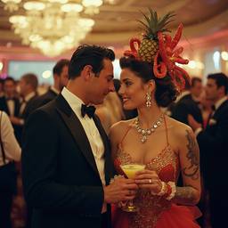 Ballroom dancing, lobster and octopus headdresses (surreal), FFF Cruises: Voyage 01 · FFF\CRS\058\005
