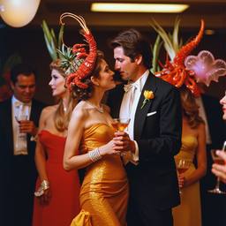 Ballroom dancing, lobster and octopus headdresses (surreal), FFF Cruises: Voyage 01 · FFF\CRS\058\011