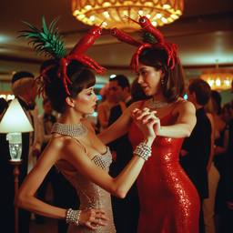 Ballroom dancing, lobster and octopus headdresses (16mm), FFF Cruises: Voyage 01 · FFF\CRS\059\001