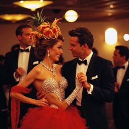 Ballroom dancing, lobster and octopus headdresses (16mm), FFF Cruises: Voyage 01 · FFF\CRS\059\004