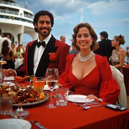 Breakfast buffet, flamboyant outfits (16mm), FFF Cruises: Voyage 01 · FFF\CRS\069\004