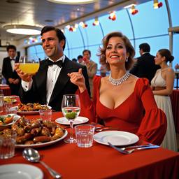 Breakfast buffet, flamboyant outfits (16mm), FFF Cruises: Voyage 01 · FFF\CRS\069\007