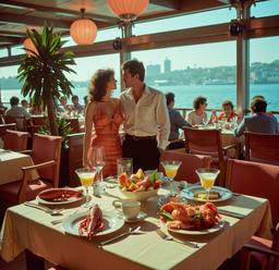 Breakfast buffet, flamboyant outfits (16mm), FFF Cruises: Voyage 01 · FFF\CRS\069\009