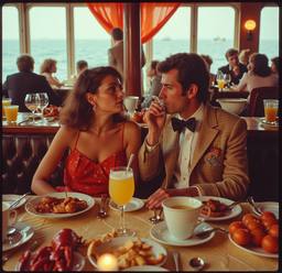 Breakfast buffet, flamboyant outfits (16mm), FFF Cruises: Voyage 01 · FFF\CRS\069\012