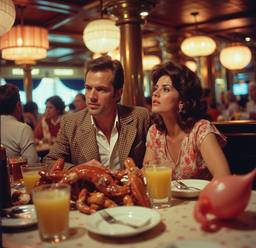 Breakfast buffet, flamboyant outfits (16mm), FFF Cruises: Voyage 01 · FFF\CRS\069\013