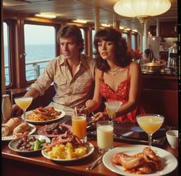 Breakfast buffet, flamboyant outfits (16mm, surreal), FFF Cruises: Voyage 01 · FFF\CRS\072\001