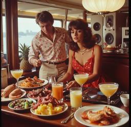 Breakfast buffet, flamboyant outfits (16mm, surreal), FFF Cruises: Voyage 01 · FFF\CRS\072\002
