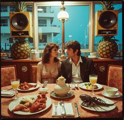 Breakfast buffet, flamboyant outfits (16mm, surreal), FFF Cruises: Voyage 01 · FFF\CRS\072\003