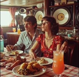 Breakfast buffet, flamboyant outfits (16mm, surreal), FFF Cruises: Voyage 01 · FFF\CRS\072\005