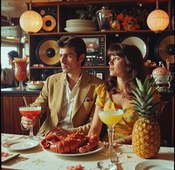 Breakfast buffet, flamboyant outfits (16mm, surreal), FFF Cruises: Voyage 01 · FFF\CRS\072\010