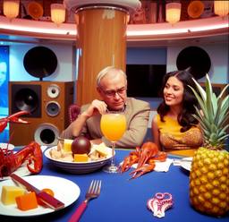 Breakfast buffet, flamboyant outfits (16mm, surreal), FFF Cruises: Voyage 01 · FFF\CRS\072\026