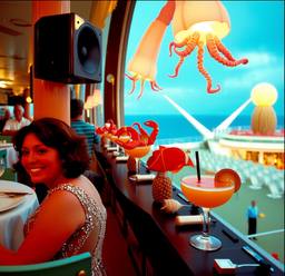 Breakfast buffet, flamboyant outfits (16mm, surreal), FFF Cruises: Voyage 01 · FFF\CRS\072\029