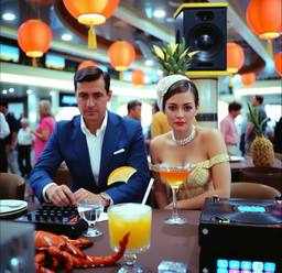 Breakfast buffet, flamboyant outfits (16mm, surreal), FFF Cruises: Voyage 01 · FFF\CRS\072\033