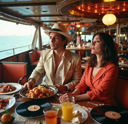 Breakfast buffet, flamboyant outfits (16mm, surreal), FFF Cruises: Voyage 01 · FFF\CRS\072\038