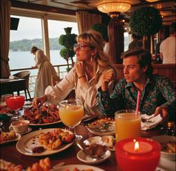 Breakfast buffet, flamboyant outfits (16mm, surreal), FFF Cruises: Voyage 01 · FFF\CRS\072\039