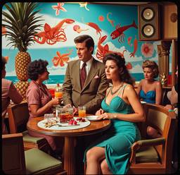 Breakfast buffet, flamboyant outfits (16mm, surreal), FFF Cruises: Voyage 01 · FFF\CRS\072\043