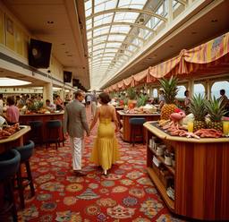 Breakfast buffet, flamboyant outfits (16mm, surreal), FFF Cruises: Voyage 01 · FFF\CRS\072\045
