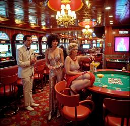 The ship's casino, slot machines and roulette (16mm, surreal), FFF Cruises: Voyage 01 · FFF\CRS\073\012