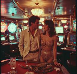 The ship's casino, slot machines and roulette (16mm, surreal), FFF Cruises: Voyage 01 · FFF\CRS\073\018