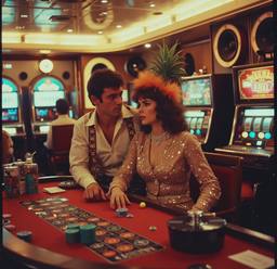 The ship's casino, slot machines and roulette (16mm, surreal), FFF Cruises: Voyage 01 · FFF\CRS\073\029