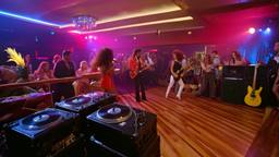 The heavy metal band, dancers behind, FFF Cruises: Voyage 01 · FFF\CRS\090\014