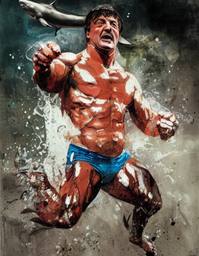 Sylvester Stallone, Early Stable Diffusion · FFF\ESD\SS\004