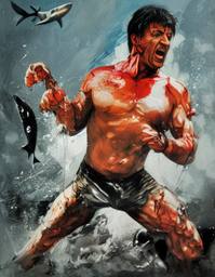 Sylvester Stallone, Early Stable Diffusion · FFF\ESD\SS\007