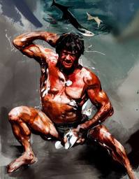 Sylvester Stallone, Early Stable Diffusion · FFF\ESD\SS\009