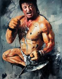 Sylvester Stallone, Early Stable Diffusion · FFF\ESD\SS\012