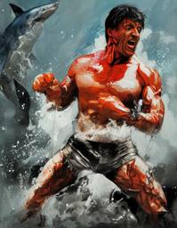Sylvester Stallone, Early Stable Diffusion · FFF\ESD\SS\018