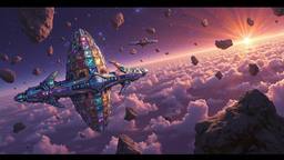 Chrystal Space station floats amoungst the asteroid field, Paradigm 13 · FFF\RB\P13\008\002