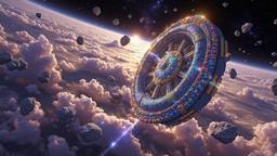 Chrystal Space station floats amoungst the asteroid field, Paradigm 13 · FFF\RB\P13\008\003