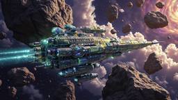 Chrystal Space station floats amoungst the asteroid field, Paradigm 13 · FFF\RB\P13\008\004